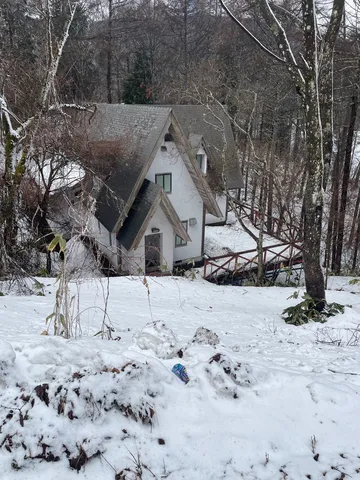 雪の三角屋根の家