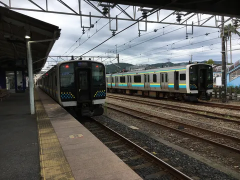 静かに時を待つ二本の列車