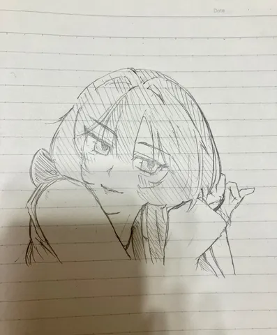 手を添える横顔の線画
