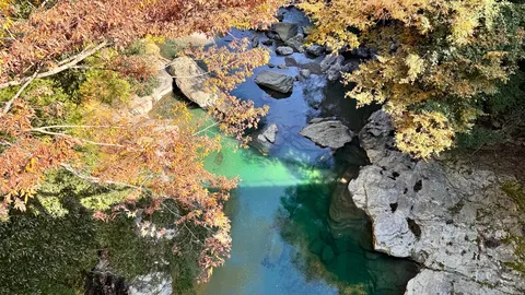 秋色に染まる渓流の宝石