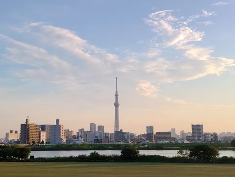 東京の夕景とスカイツリー