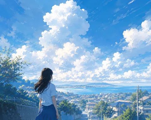 夏の日の空と街並み