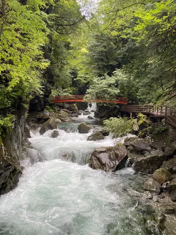 轟く流れと彩りの橋