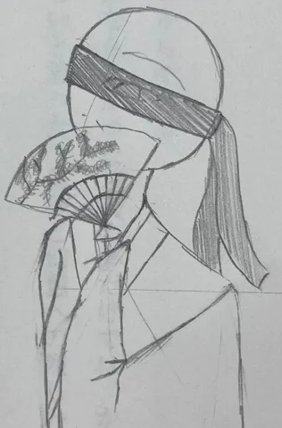 扇子で隠された秘密の表情