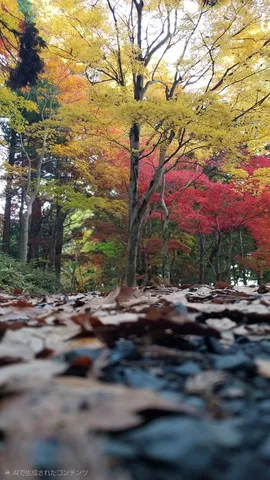 落ち葉の絨毯と秋の森