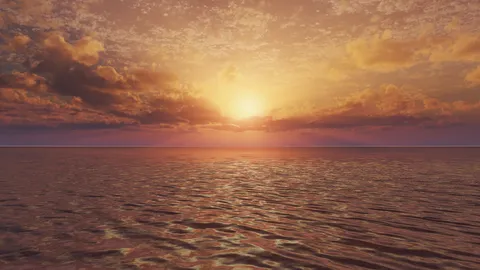 水平線に沈む夕日