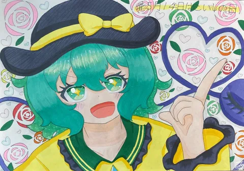 輝く瞳とバラに囲まれて