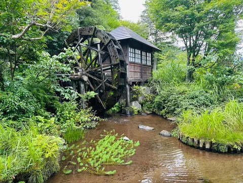 緑に佇む水車小屋