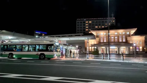 夜のバス停、旅の始まり