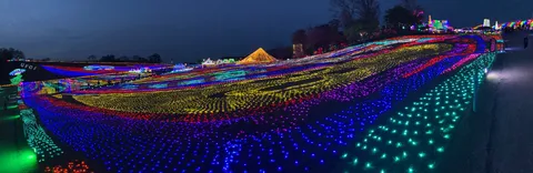 夜空に映える七色の軌跡