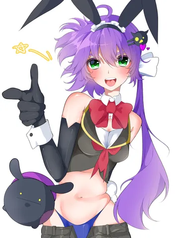 紫髪のウサギ耳少女、魔法のポーズ