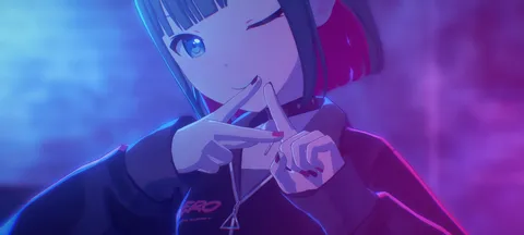 クールな視線と指のサイン