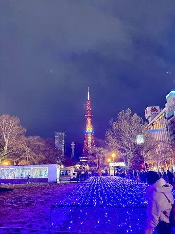 煌めく青の絨毯とタワー