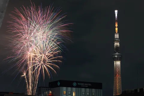 夜空を彩る光の競演