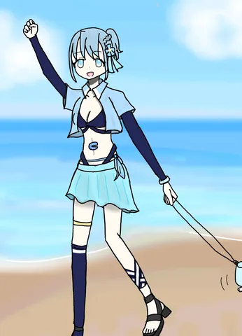 海風を駆ける青のポーズ
