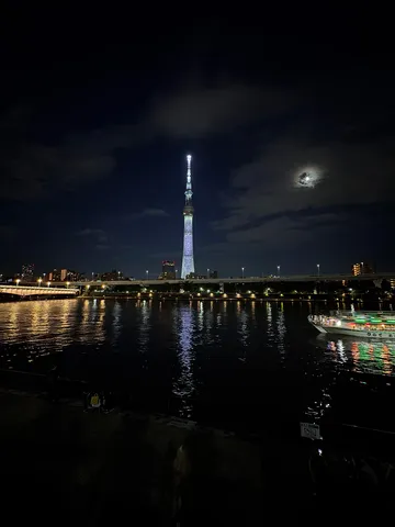 水辺に映る夜のシンボル