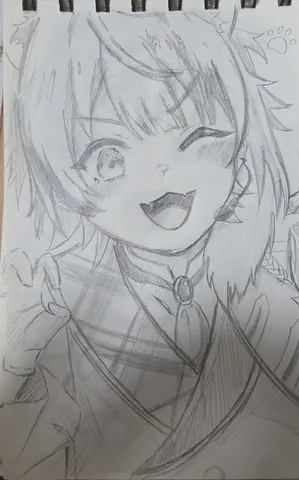 ほっこり笑顔の線画