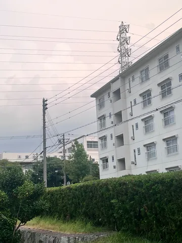 淡い空に佇む白亜の集合住宅