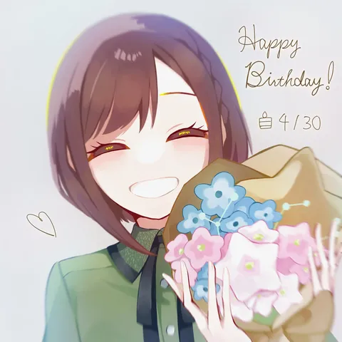 お祝いの笑顔と優しい花束