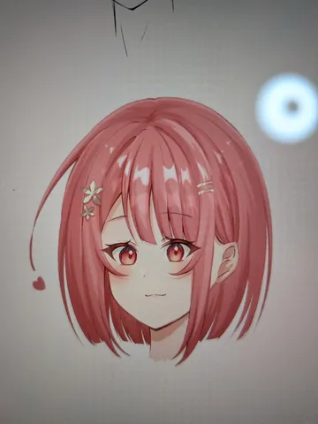 ピンク髪の少女、柔らかな表情