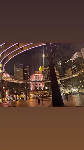 夜の街を飾る巨大な輪っか