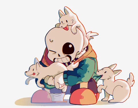 仲間と戯れる骨