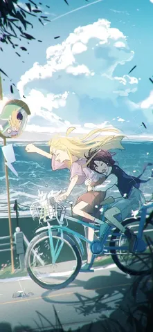 潮風感じる二人乗り自転車