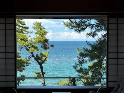 海と松が見せる静かな窓
