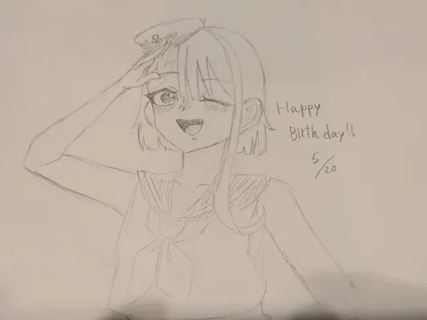 キラキラ笑顔の誕生日イラスト