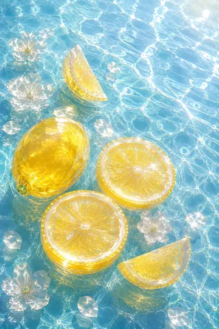 水面に浮かぶ、輝くレモンたちの楽園