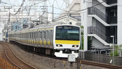 疾走する黄色い電車