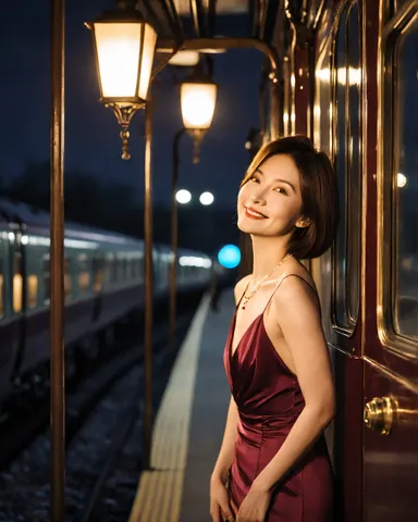 夜汽車のプラットホームで、女優のような佇まい