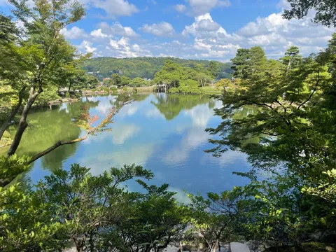 水面に映る空と緑の静寂