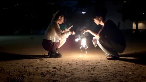 線香花火と夏の夜