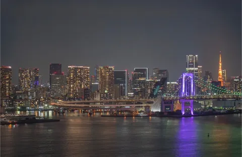 東京の夜景、光と影のコントラスト