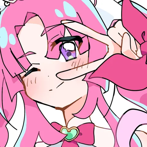 キラキラ魔法少女の指ハート