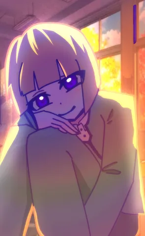 夕陽色の微笑みと窓辺