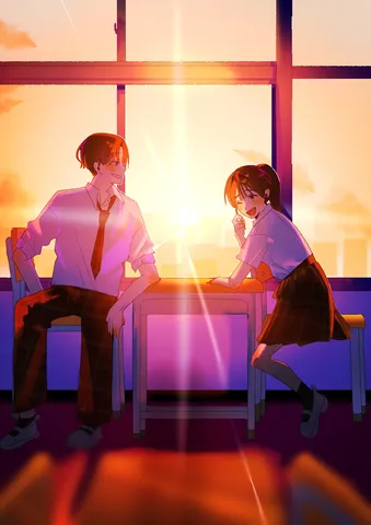 眩しい夕暮れの一瞬