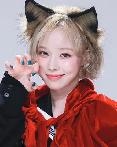 猫耳と頬の微笑み