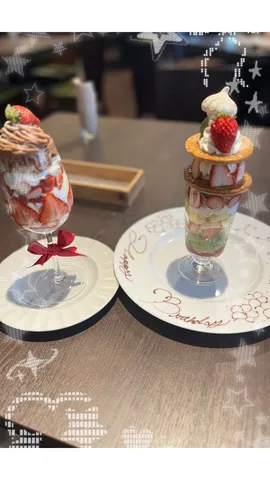 パフェとリボン、お誕生日プレート