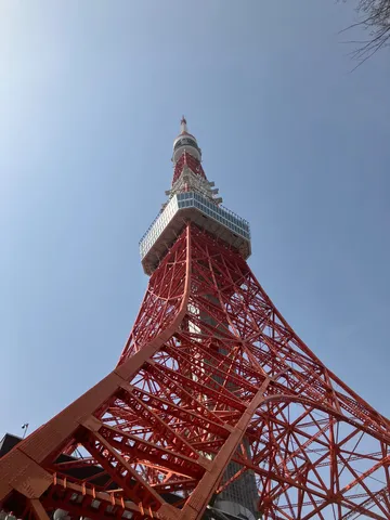 空と東京タワー、鉄骨の青