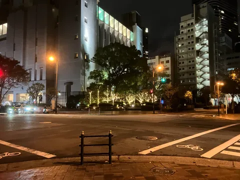 夜景と街灯の交差点