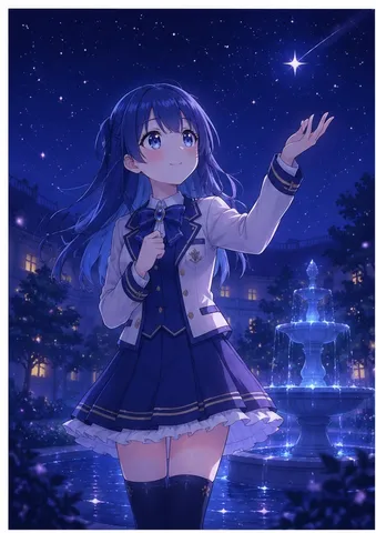 星空の下、夢見る少女