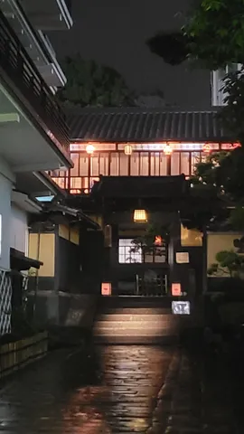 雨上がりの灯り、古都の夜