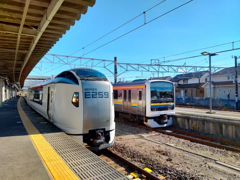 旅立ちを待つ、新旧の特急列車