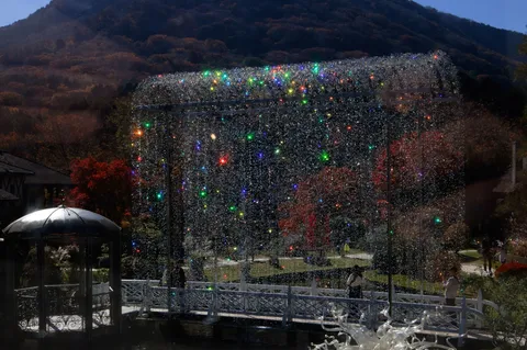 煌めく光のベールと秋景色