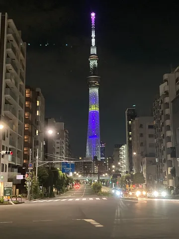夜景を彩る東京スカイツリー