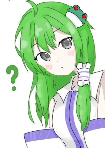 緑髪の子と不思議な表情