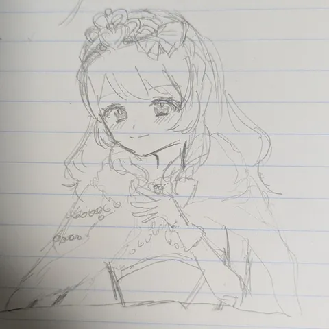 そっと微笑む線画の少女