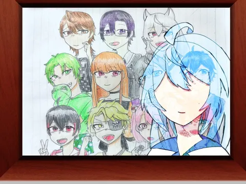 透明人間と仲間たちの集合絵